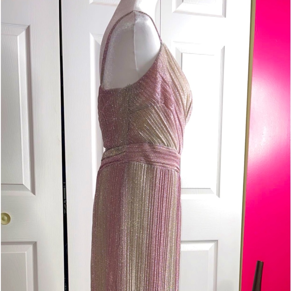 Beautiful shiny pink cream long dress